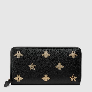 Bee Star Brieftasche mit Rundumreißverschluss aus Leder