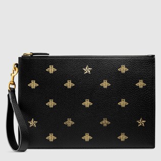 Cartera Neceser de Piel con Abeja y Estrella