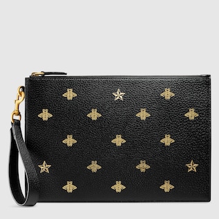Pouch Bee Star in pelle