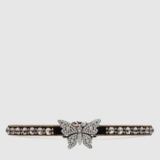Crystal studded butterfly choker