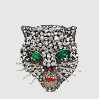 Broche tête de chat avec cristaux