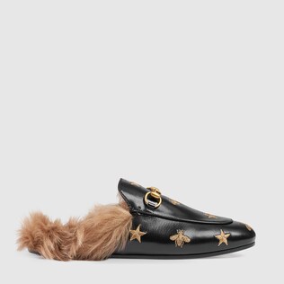 Slipper Princetown ricamata in pelle