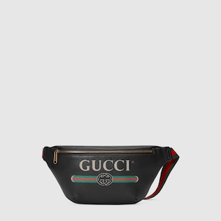 Gürteltasche aus Leder mit Gucci Print