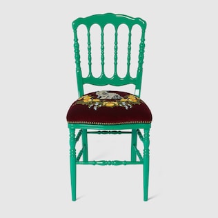 Wood chair with embroidered Spaniel