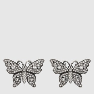 Crystal studded butterfly earrings