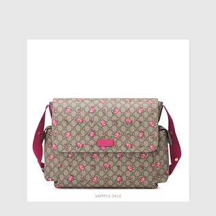 Borsa per accessori da bebé motivo GG con boccioli di rosa