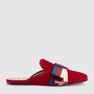 Slipper aus Samt mit Sylvie Schleife