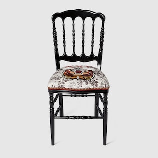 Wood chair with embroidered tiger