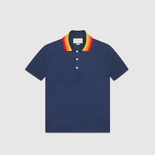 Cotton polo with wolf appliqué