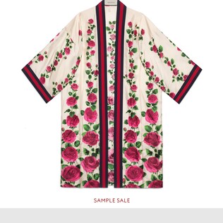 Rose Garden print silk kimono