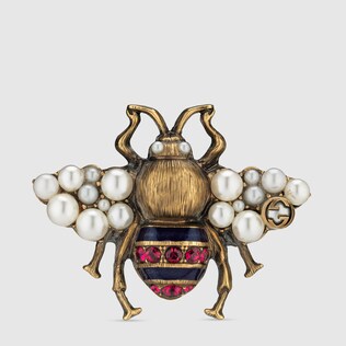 Anillo de Abeja con Cristales y Perlas