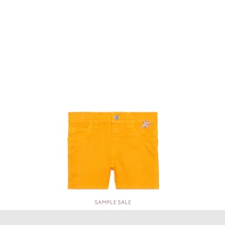 Baby stretch denim bermuda with bee
