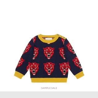 Baby Pullover aus Jacquardwollstrick mit Tiger-Motiv