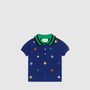 Polo con motivo api e stelle ricamato