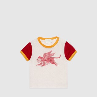 Camiseta de Bebé de Lino con Estampado de Tigre Alado