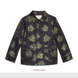 Veste pour enfant avec jacquard têtes de félin en lurex