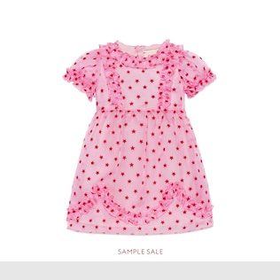 Beflocktes Baby-Seidenkleid mit Sternen-Motiv