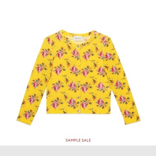 Cárdigan Infantil de Lana Merina con Estampado de Rosas