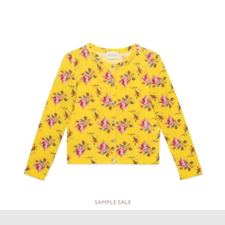 Kinder Cardigan aus Merinowolle mit Rosen-Print