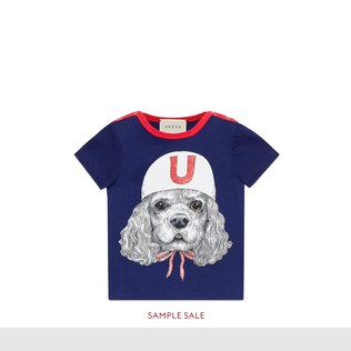 Camiseta de Bebé con Estampado de Perrito Gucci