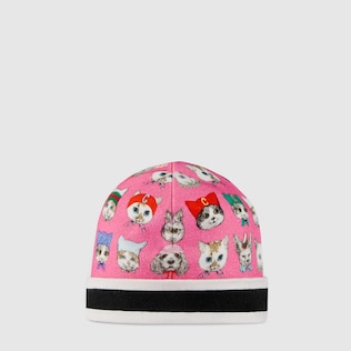 Bonnet pour bébé en coton à imprimé animaux Gucci