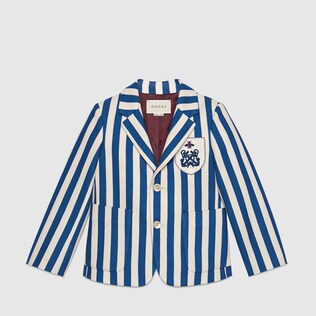 Children's striped cotton jacket with crest