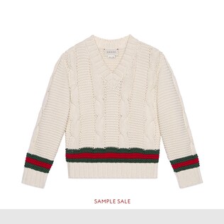 Maglione in cotone con dettaglio Web