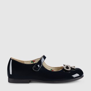 Children's patent ballet flat with bow