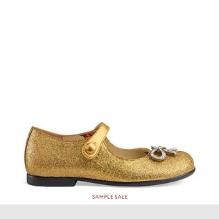 Children's glitter ballet flat with bow