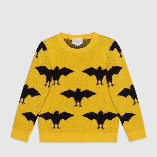 Maglione in lana con motivo pipistrello jacquard