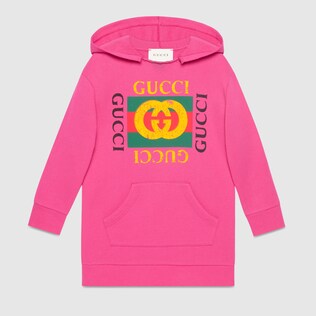 Children's hooded dress with Gucci logo