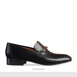 Leather loafer with stripe