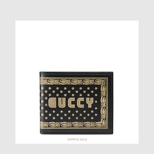 Cartera Bi-fold de Piel con Estampado Guccy