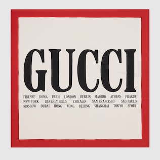 Gucci Cities print silk scarf