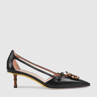 Pumps aus Leder mit GG mit Kristallen