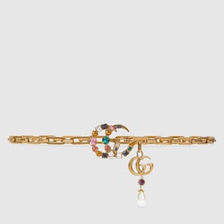 Chain belt with crystal Double G buckle
