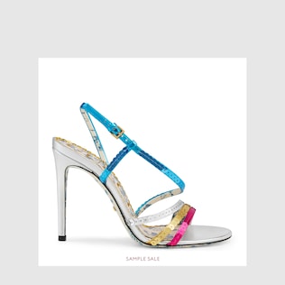 Metallic leather sandal with sequins