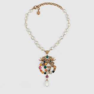 Collier Double G avec cristaux