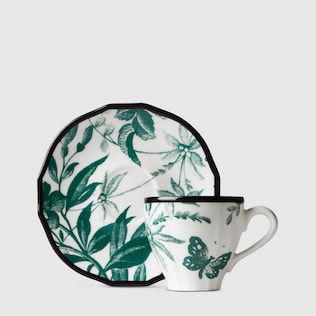 Tasse à café et soucoupe motif Herbarium, 2 pièces