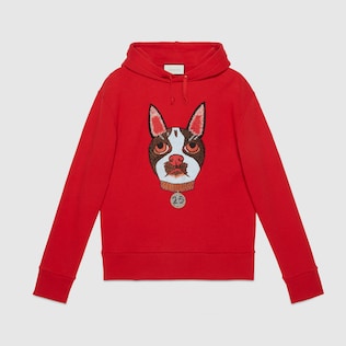 Felpa uomo in cotone con patch Orso
