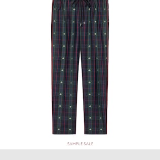 Pantalón Tobillero de Lana a Cuadros con Abejas