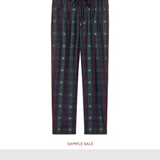 Pantalone alla caviglia con motivo scozzese e api
