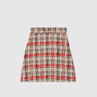 Falda de Tweed Multicolor con Corte en A
