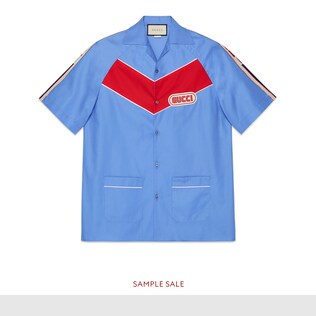 Camicia da bowling con patch Gucci