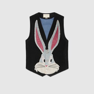 Gilet in camoscio con patch Bugs Bunny