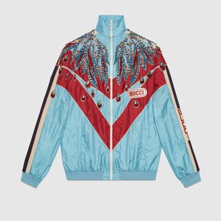 Embroidered nylon jacket