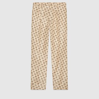 Pantalón de Seda con Estampado Gucci Stamp
