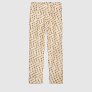 Pantalone in seta con motivo Gucci Stamp