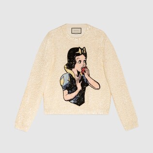 Maglione motivo Biancaneve con paillette