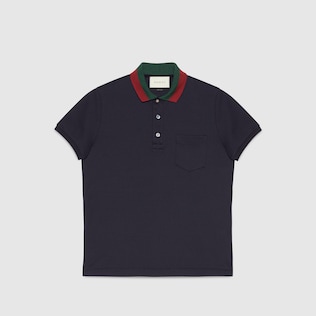 Poloshirt aus Baumwolle mit Kragen mit Webstreifen